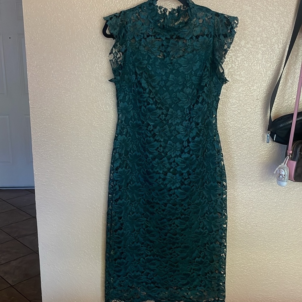 Dark green lace dress